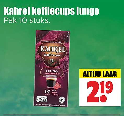 Kahrel koffiecups lungo Pak 10 stuks.