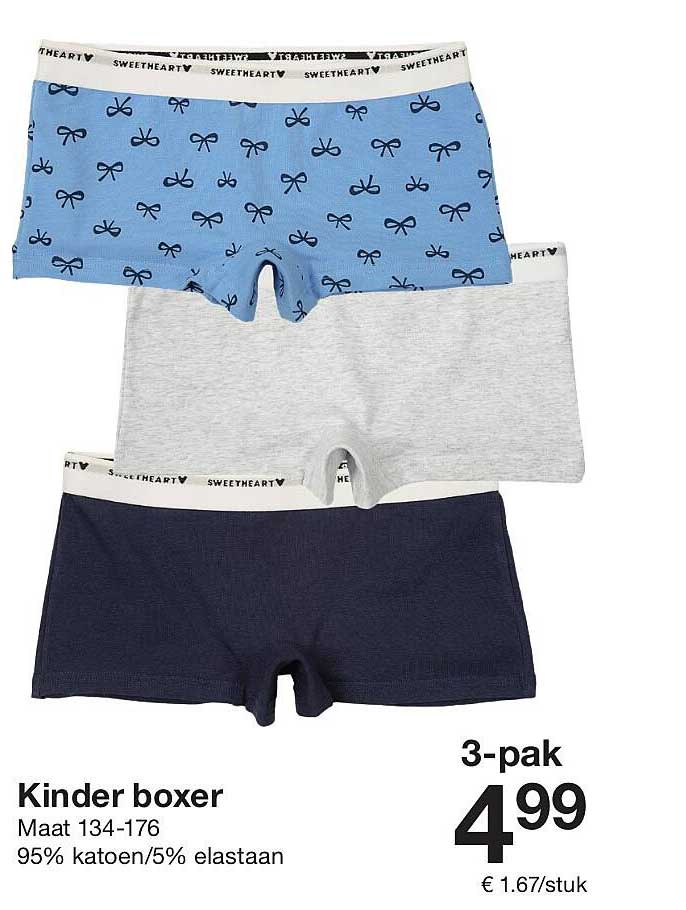 Kinder boxer 3-pak voor € 4,99