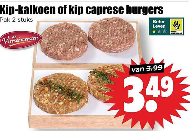 Kip-kalkoen of kip caprese burgers