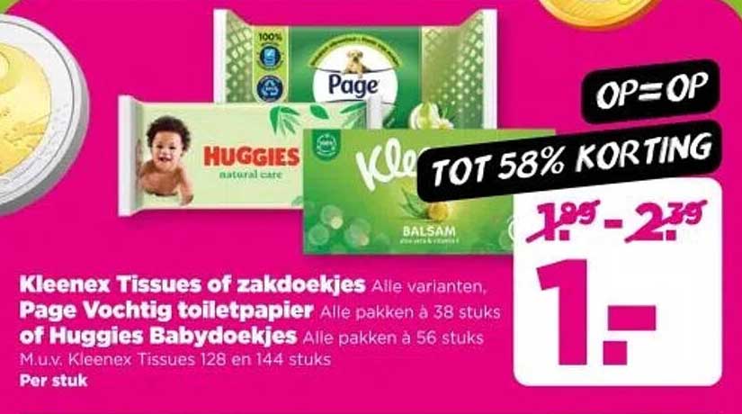 Kleenex Tissues of zakdoekjes, Page Vochtig toiletpapier of Huggies Babydoekjes