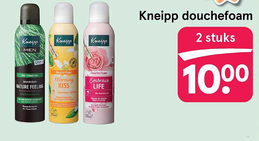 Kneipp douchefoam 2 stuks voor 10,00