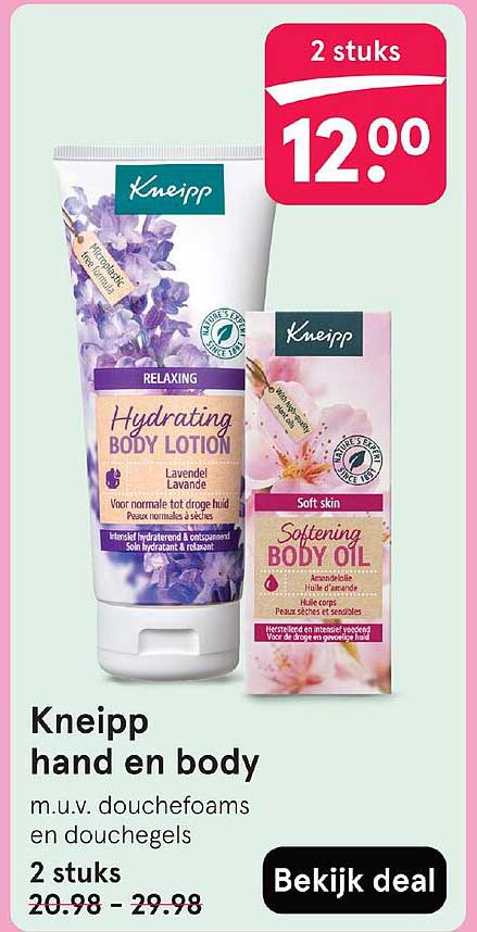Kneipp hand en body m.u.v. douchefoams en douchegels