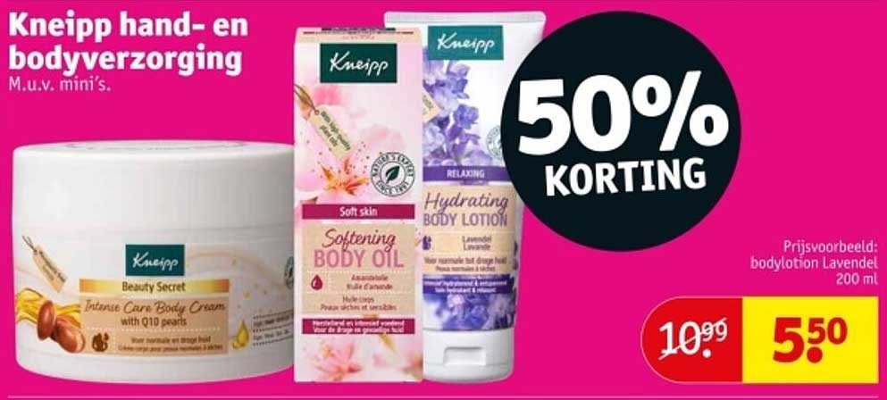 Kneipp hand- en bodyverzorging M.u.v. mini's.
