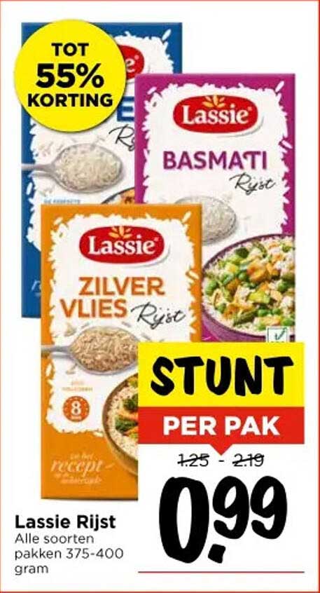 Lassie Rijst - Alle soorten pakken 375-400 gram