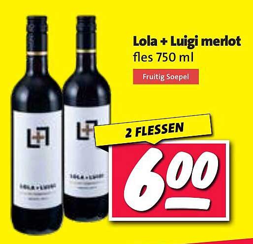 Lola + Luigi merlot fles 750 ml