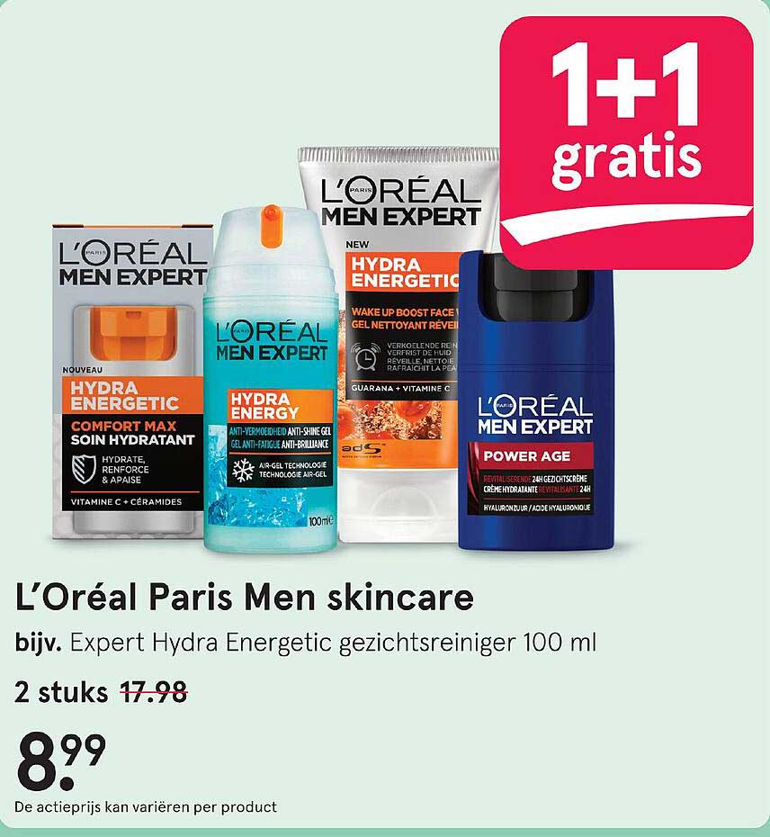 L'Oréal Paris Men skincare bijv. Expert Hydra Energetic gezichtreiniger 100 ml