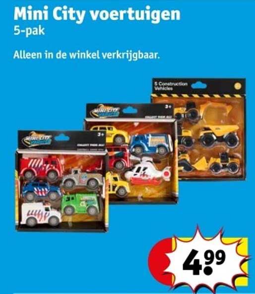 Mini City voertuigen 5-pak