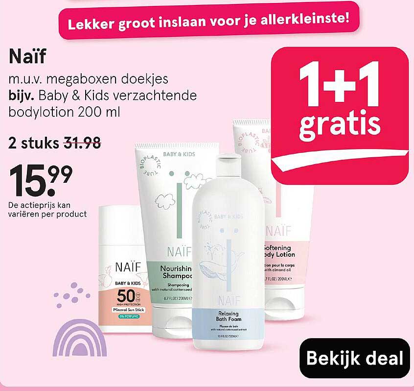Naïf Baby & Kids verzachtende bodylotion 200 ml 1+1 gratis