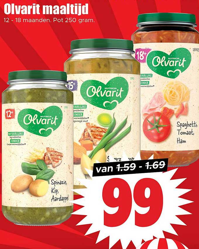 Olvarit maaltijd Spinazie, Kip, Aardappel 250 gram