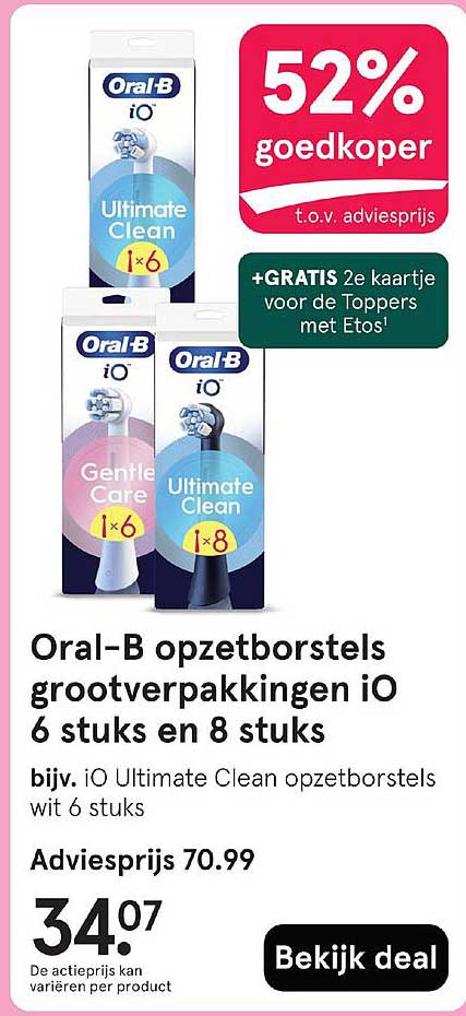 Oral-B opzetborstels grootverpakkingen iO 6 stuks en 8 stuks
