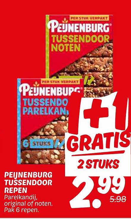 PEIJNENBURG TUSSENDOOR REPEN - Parelmand, original of noten. Pak 6 repen.
