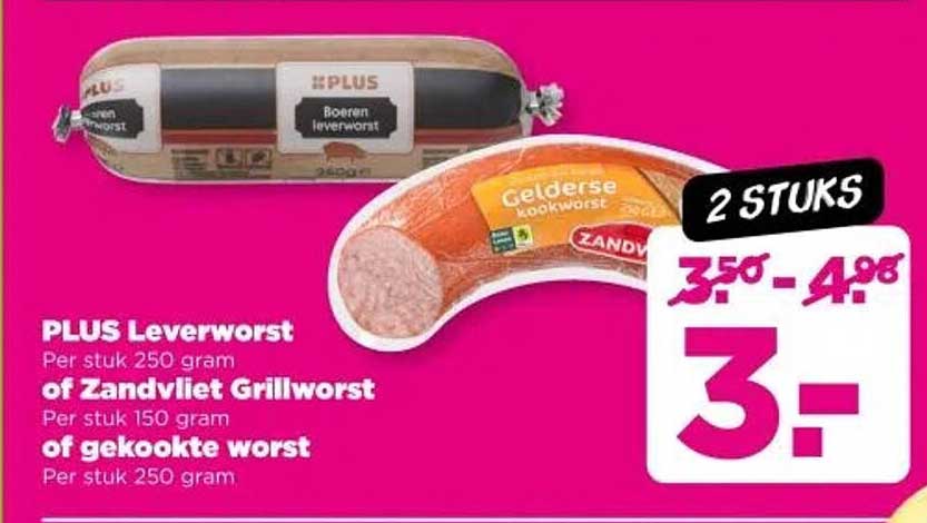 PLUS Leverworst of Zandvliet Grillworst of gekookte worst