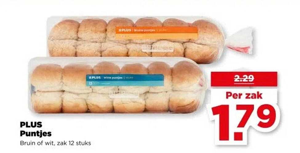PLUS Puntjes Bruin of Wit, zak 12 stuks