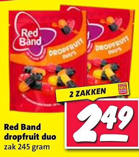 Red Band dropfruit duo zak 245 gram