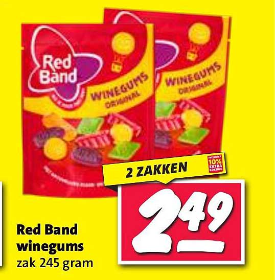 Red Band winegums zak 245 gram