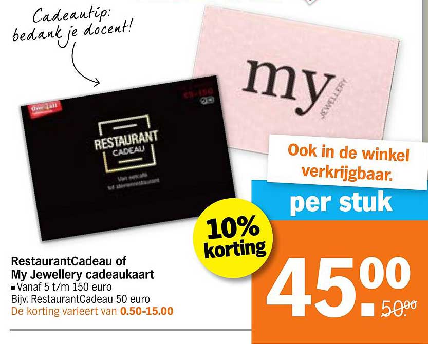 RestaurantCadeau of My Jewellery cadeaubon met 10% korting