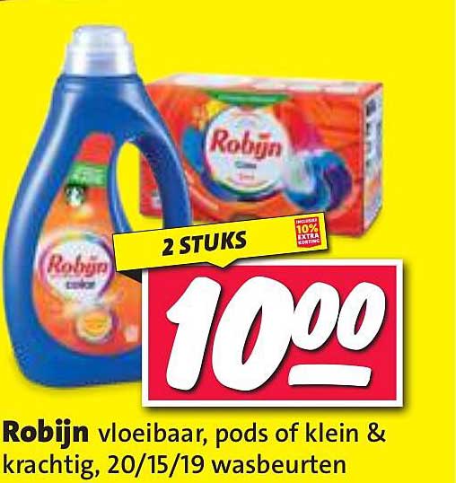 Robijn vloeibaar, pods of klein & krachtig, 20/15/19 wasbeurten