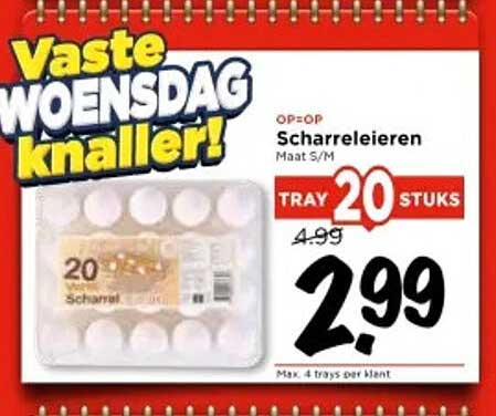 Scharreleieren Maat S/M Tray 20 Stuks