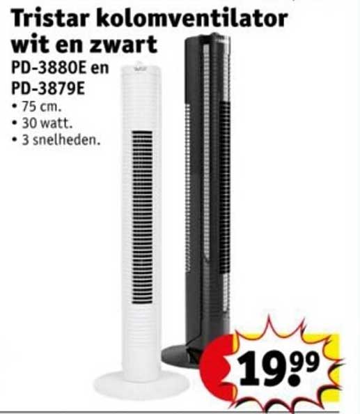 Tristar kolomventilator wit en zwart PD-3880E en PD-3879E