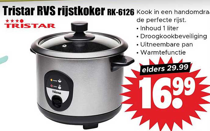 Tristar RVS rijstkoker RK-6126