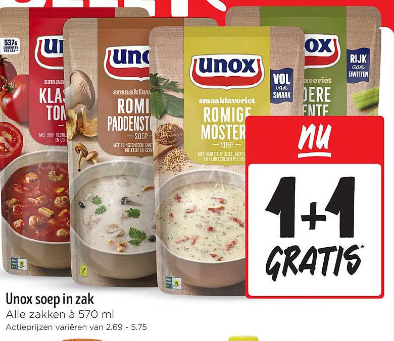 Unox soep in zak