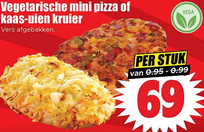 Vegetarische mini pizza of kaas-uien kruier