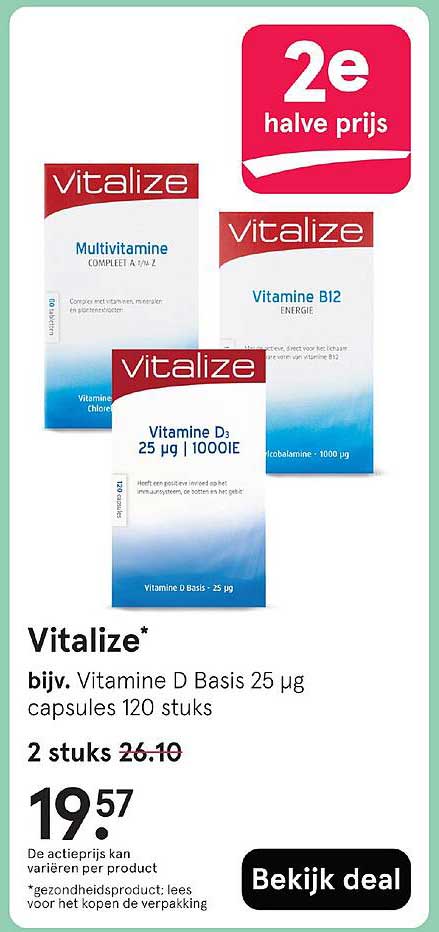Vitalize* bijv. Vitamine D Basis 25 µg capsules 120 stuks