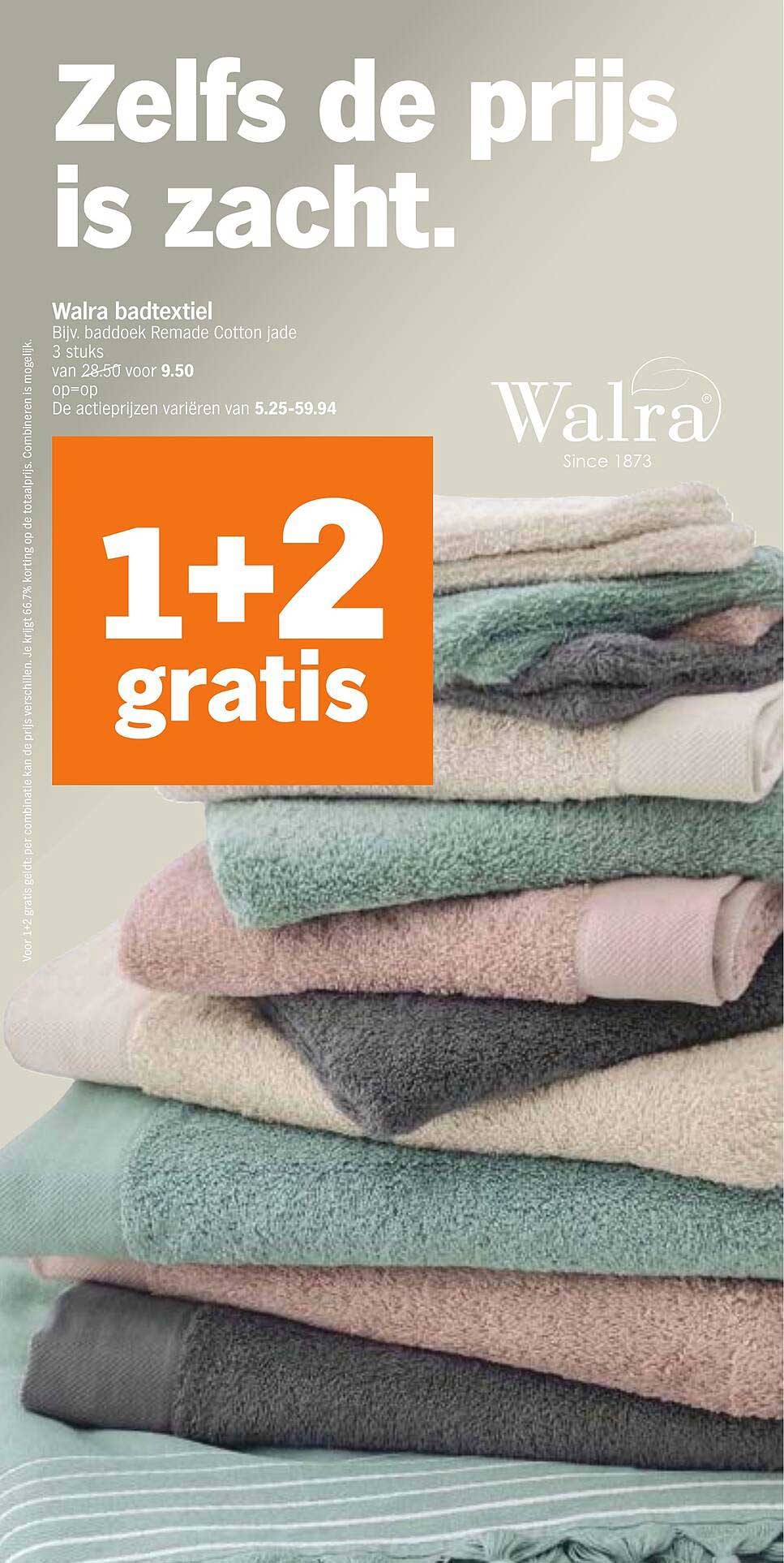 Walra badtextiel - Biologisch baddoek Remade Cotton jade 3 stuks van 28,50 voor 9,50