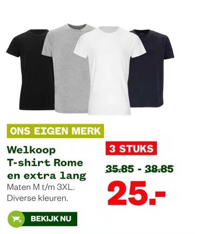 Welkoop T-shirt Rome en extra lang