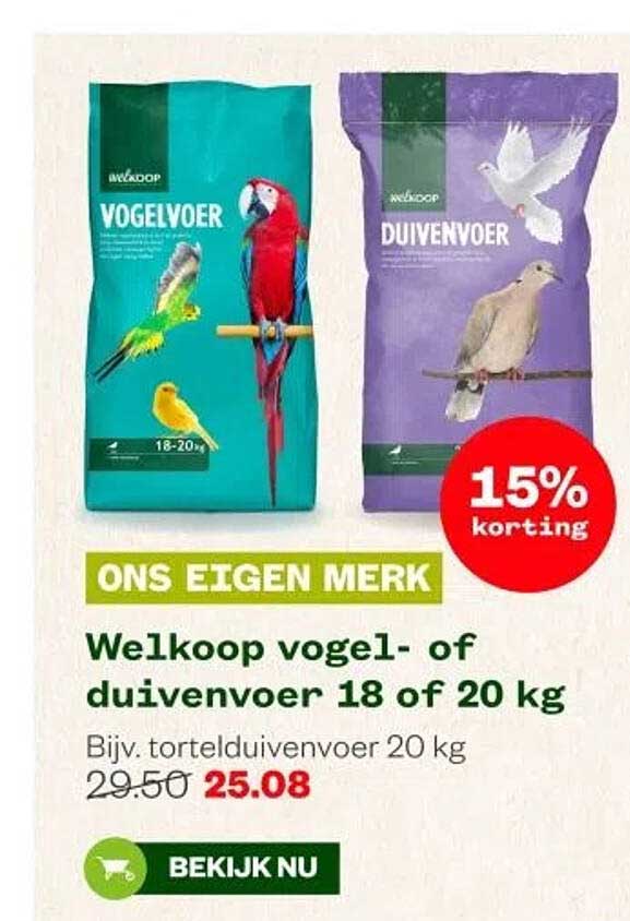 Welkoop vogel- of duivenvoer 18 of 20 kg