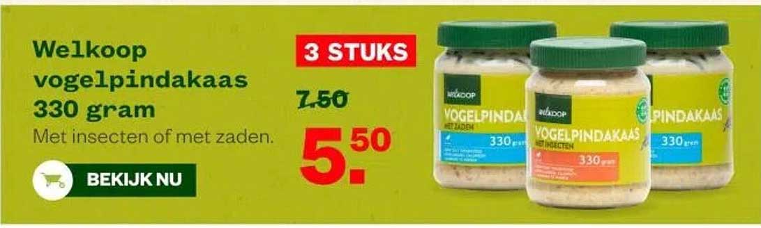 Welkoop vogelpindakaas 330 gram