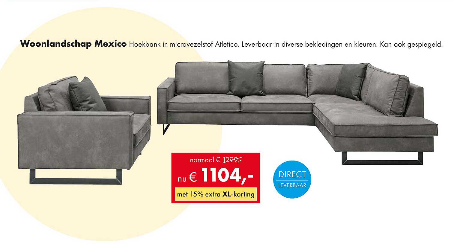 Woonlandschap Mexico Hoekbank in microvezelstof Atletico