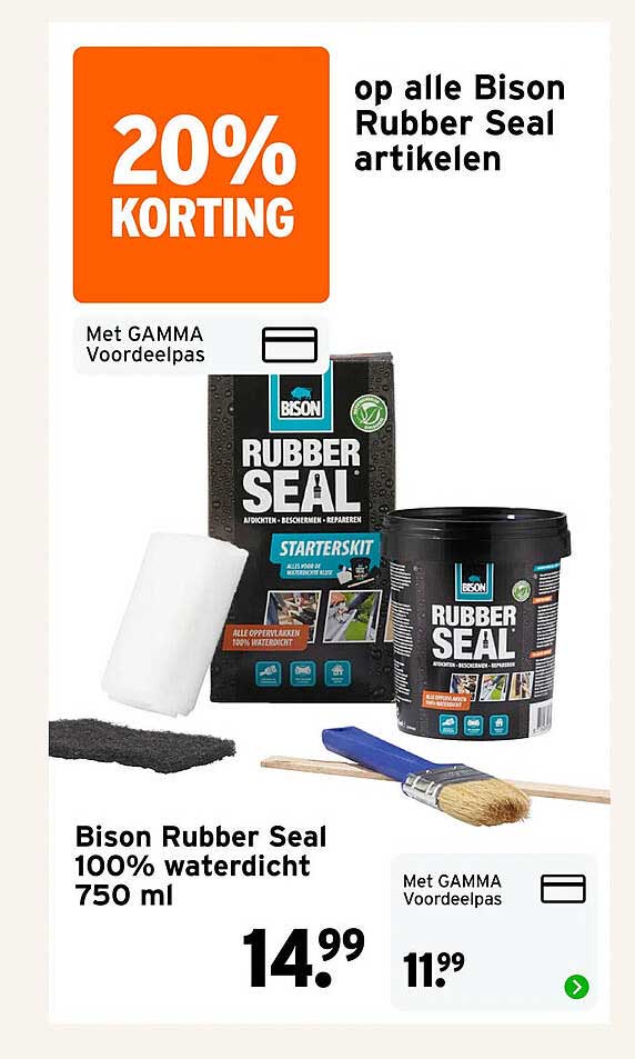 20% korting op alle Bison Rubber Seal artikelen