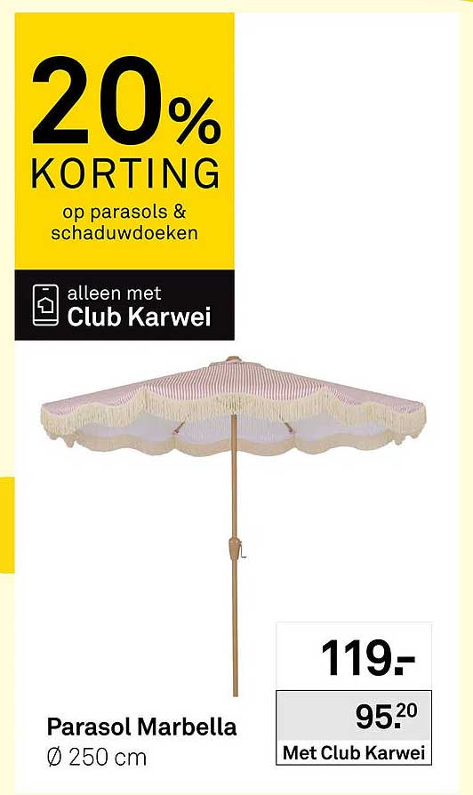 20% korting op parasols & schaduwdoukens alleen met Club Karwei