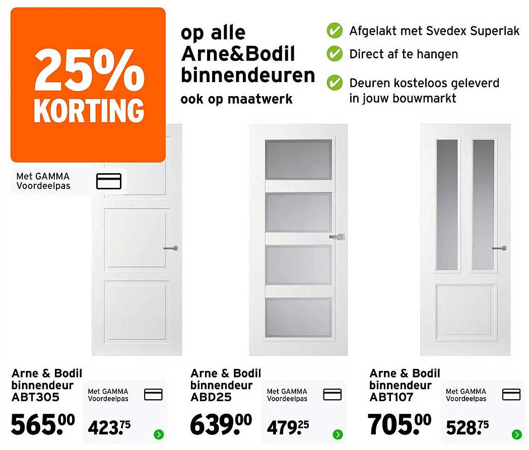 25% KORTING op alle Arne&Bodil binnendeuren ook op maatwerk