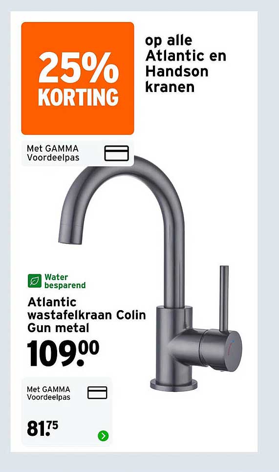 25% KORTING op alle Atlantic en Handson kranen