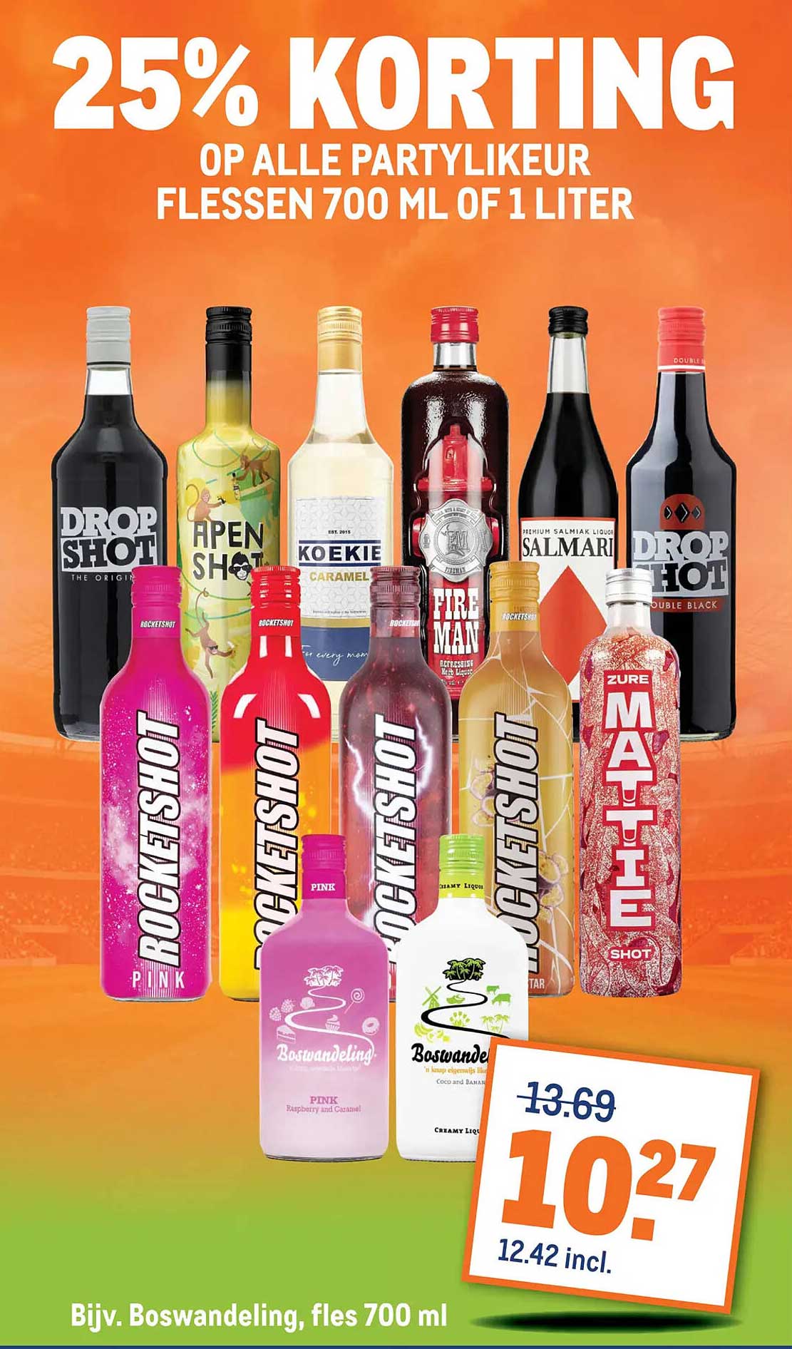 25% KORTING OP ALLE PARTYLIKEUR FLESSEN 700 ML OF 1 LITER
