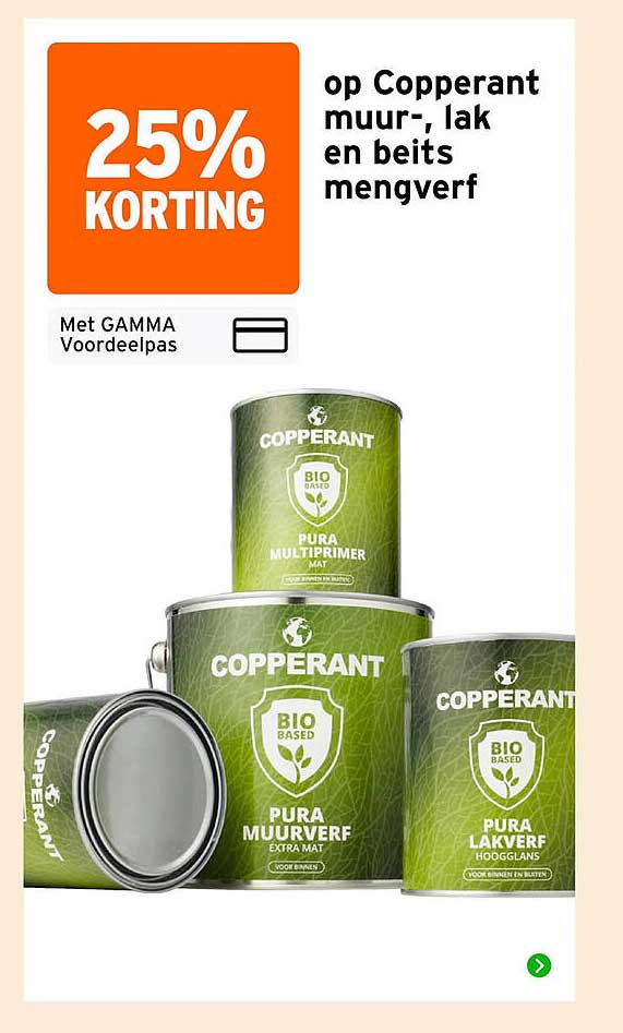25% korting op Copperant muur-, lak en beits mengverf
