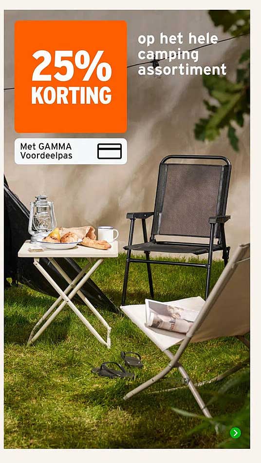 25% KORTING op het hele camping assortiment
