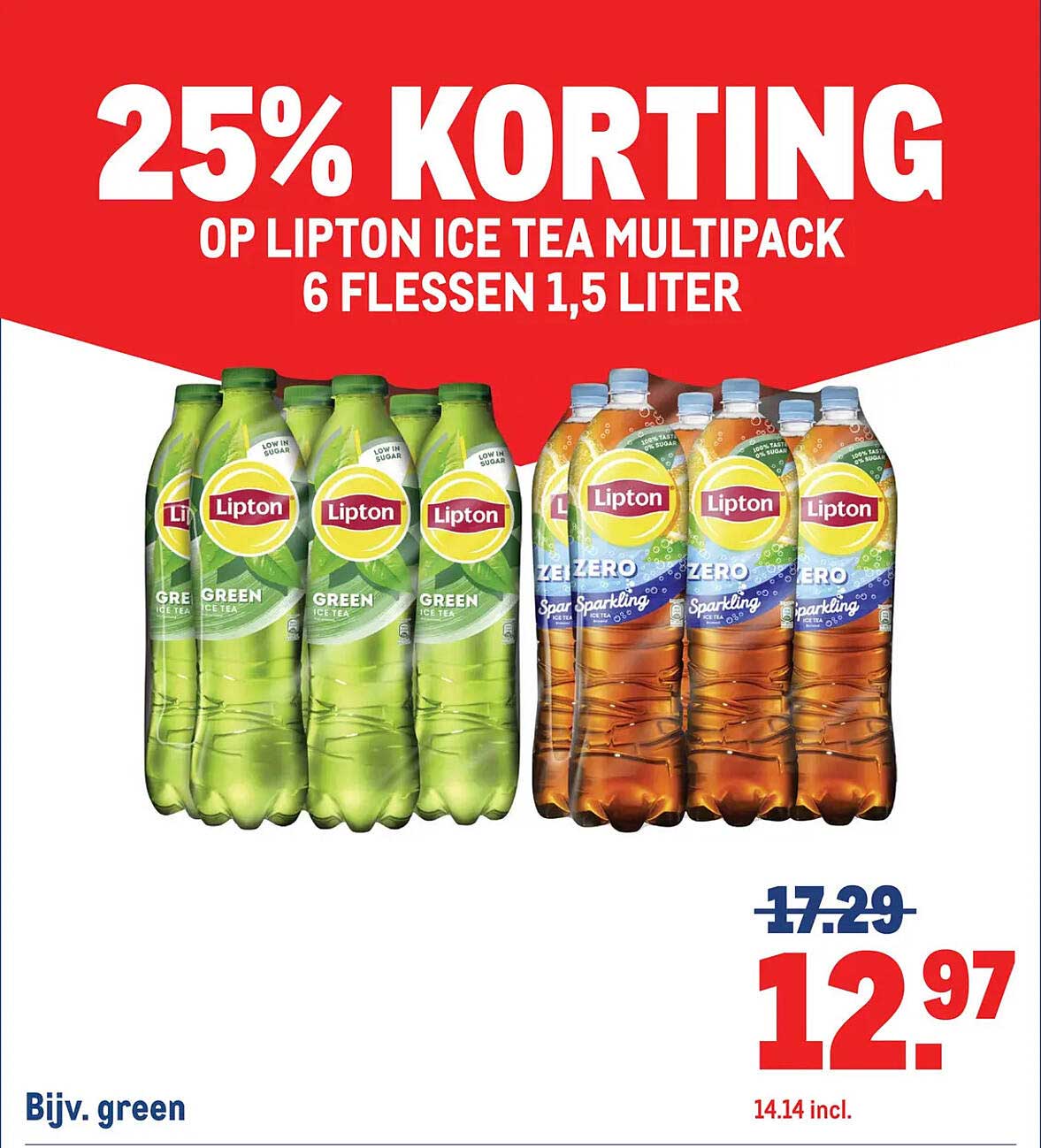 25% KORTING OP LIPTON ICE TEA MULTIPACK 6 FLESSEN 1,5 LITER