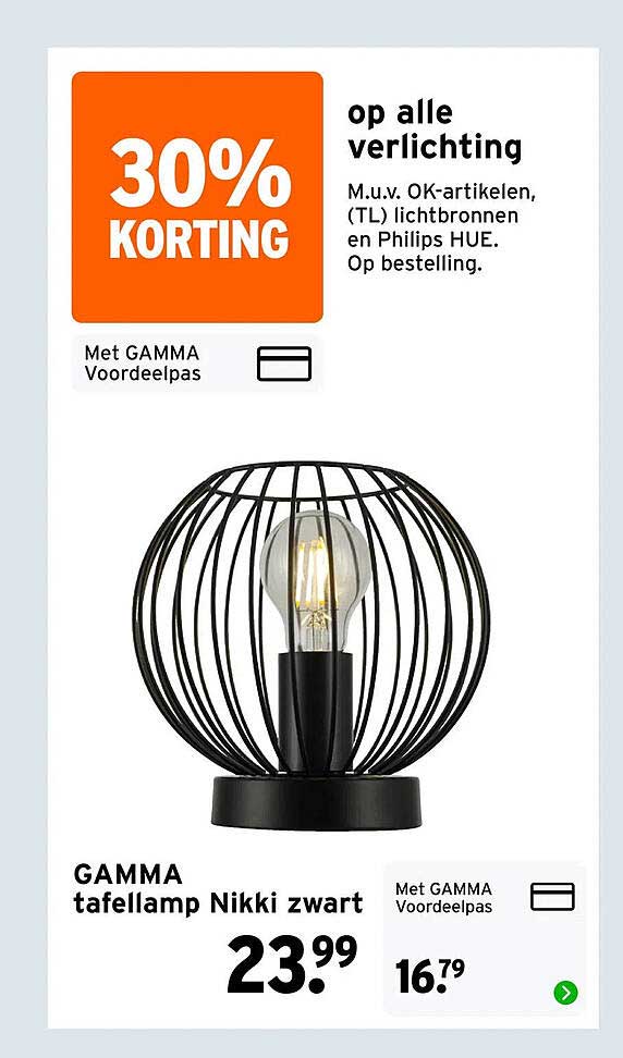 30% korting op alle verlichting