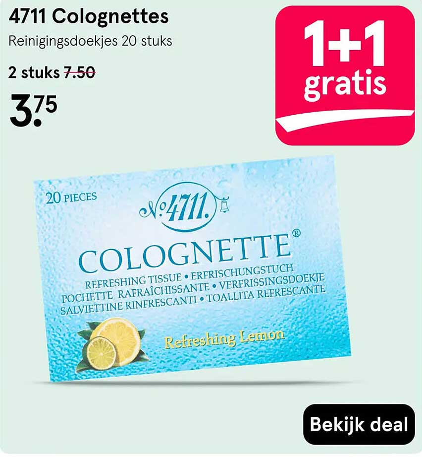 4711 Colognettes Reinigingsdoekjes 20 stuks 1+1 gratis