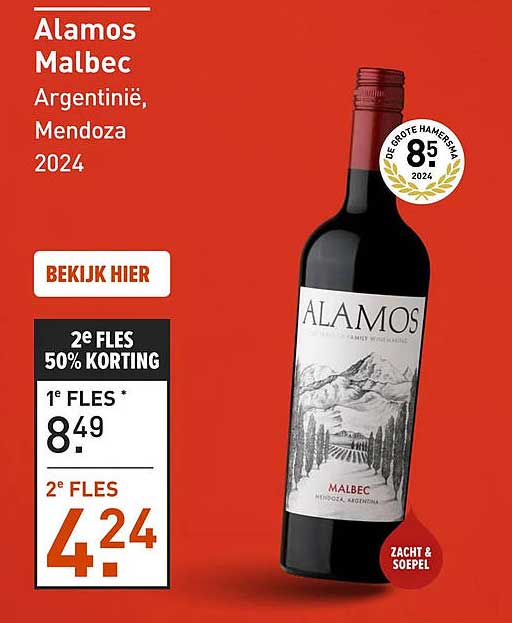 Alamos Malbec Argentinië, Mendoza 2024 2e fles 50% korting