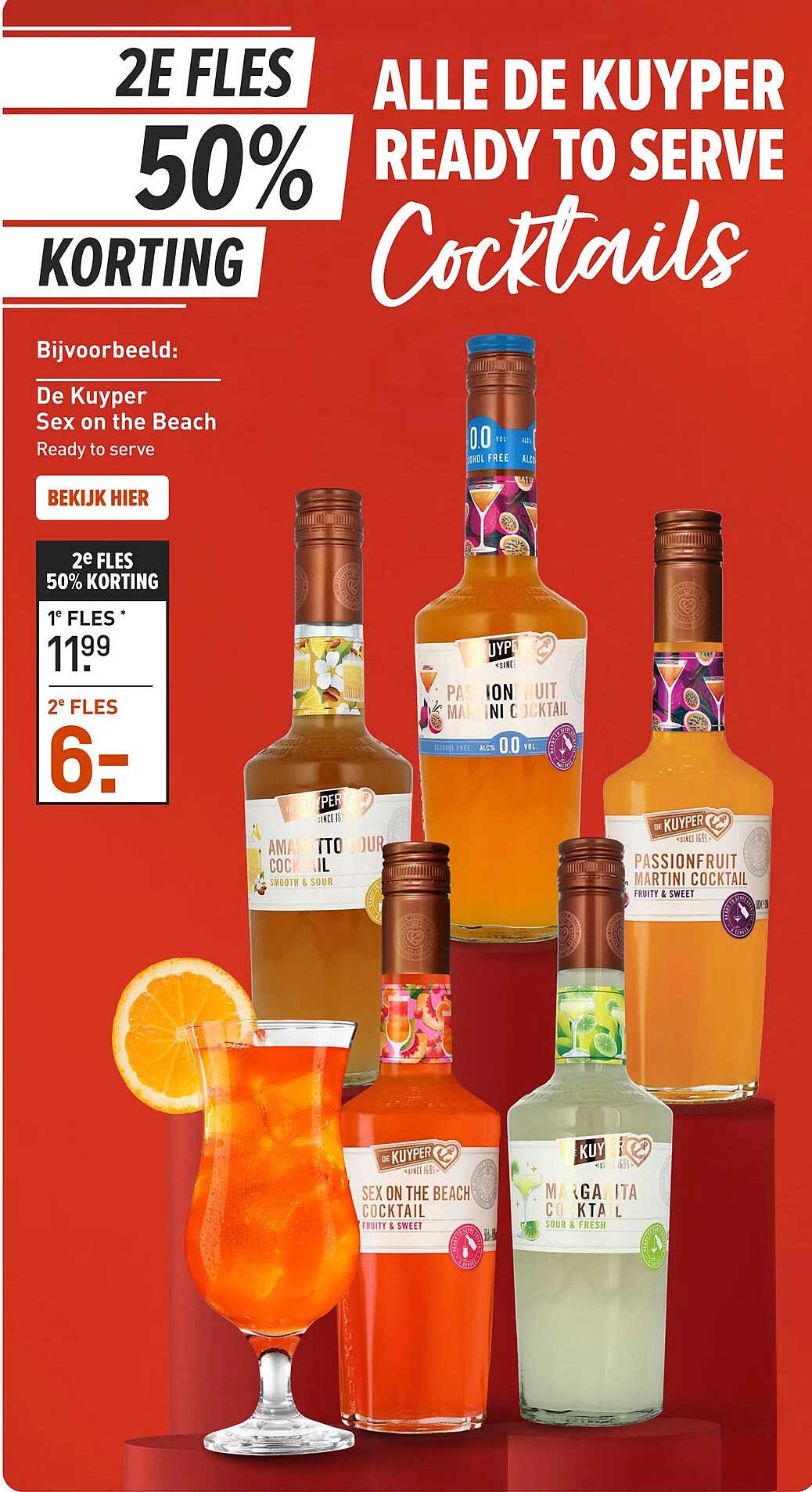 ALLE DE KUYPER READY TO SERVE Cocktails 2E FLES 50% KORTING