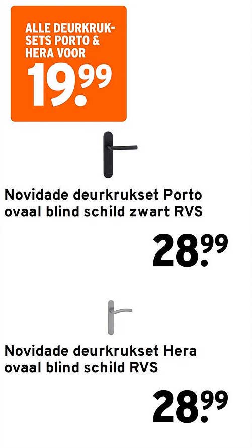 ALLE DEURKRUK-SETS PORTO & HERA VOOR 19.99