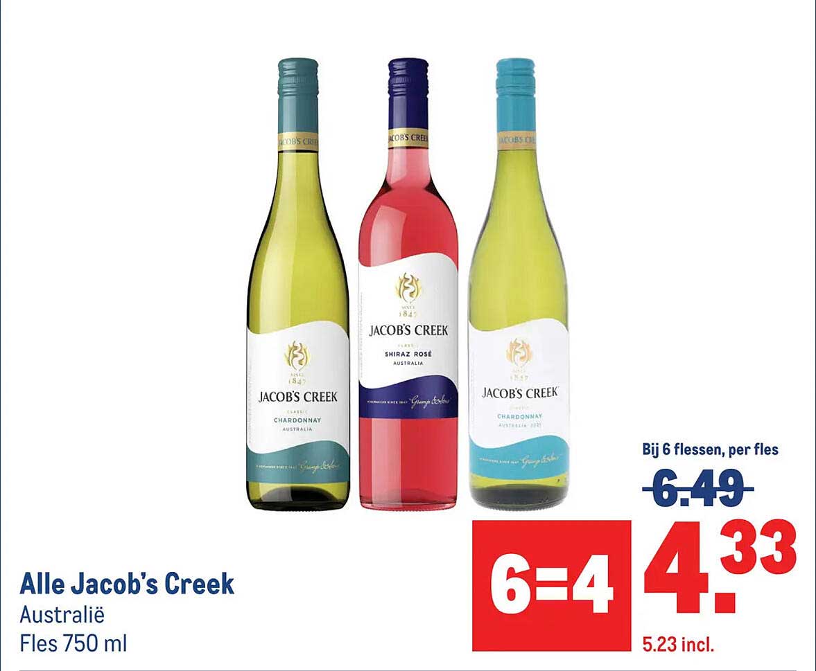 Alle Jacob's Creek Australië Fles 750 ml