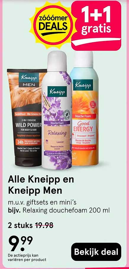 Alle Kneipp en Kneipp Men 1+1 gratis