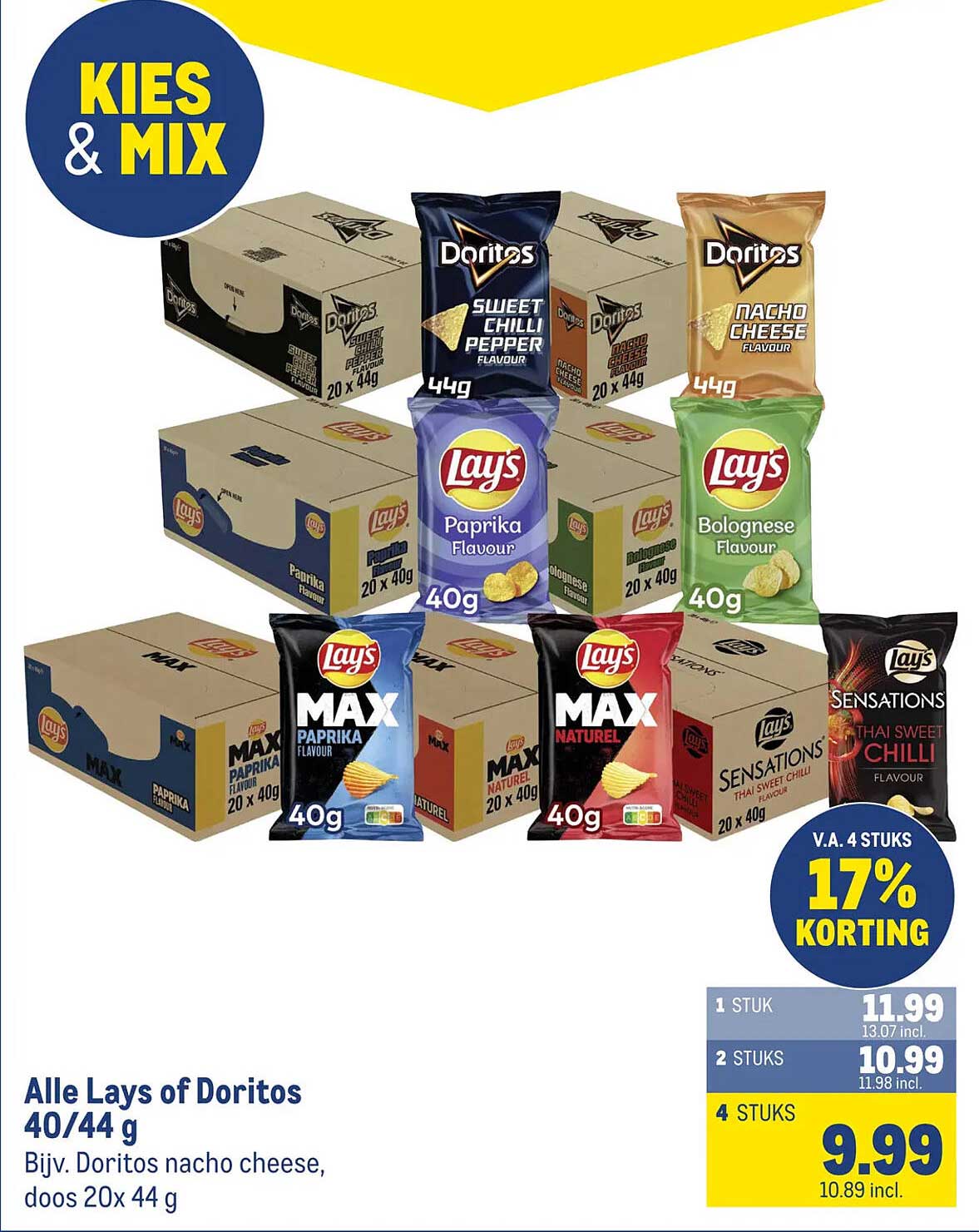 Alle Lays of Doritos 40/44 g