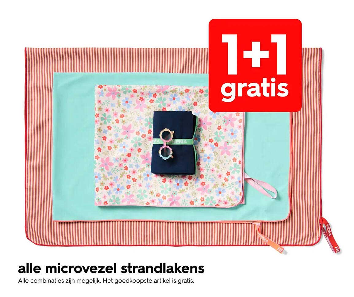 alle microvezel strandlakens 1+1 gratis