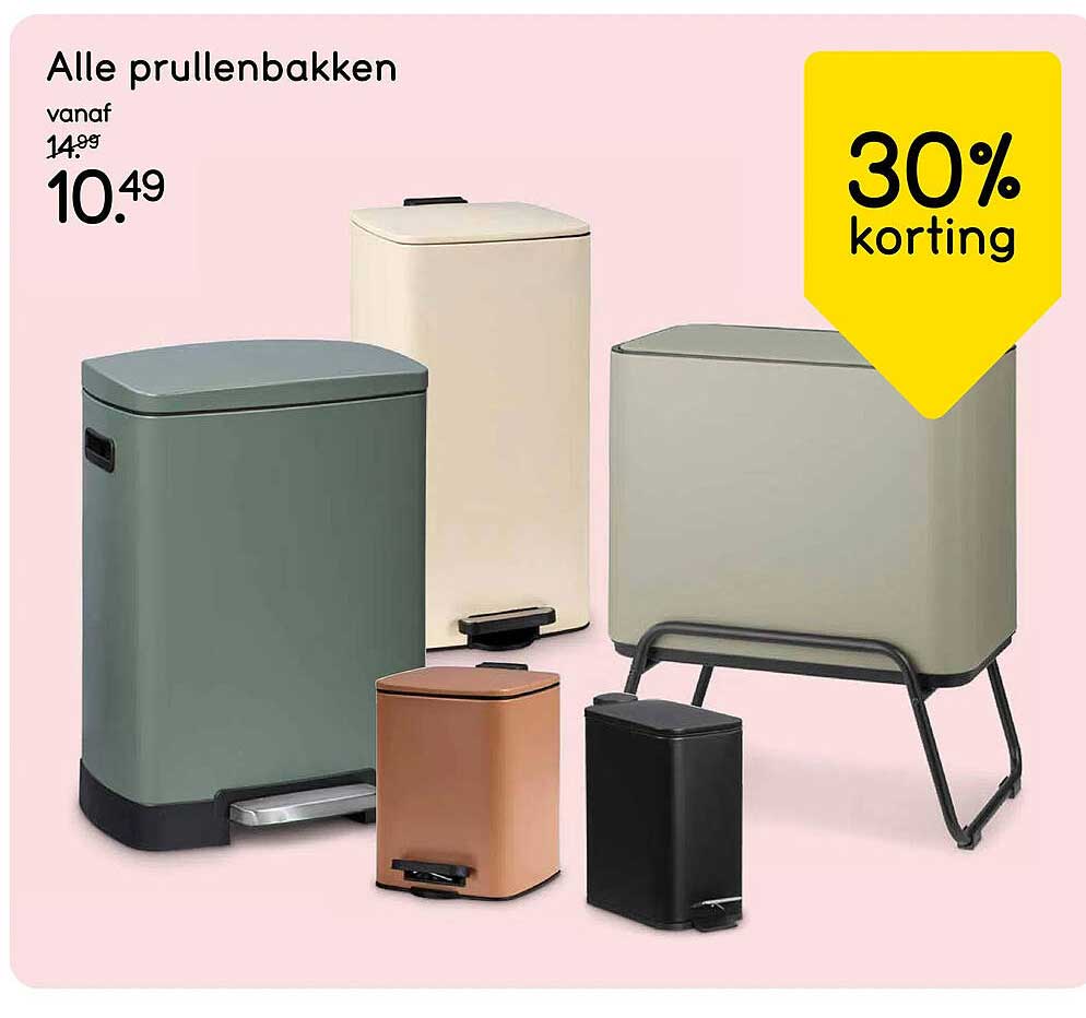 Alle prullenbakken 30% korting